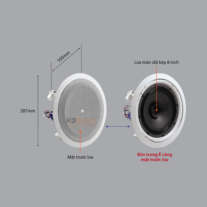 Chu thich loa am tran JBL 8128