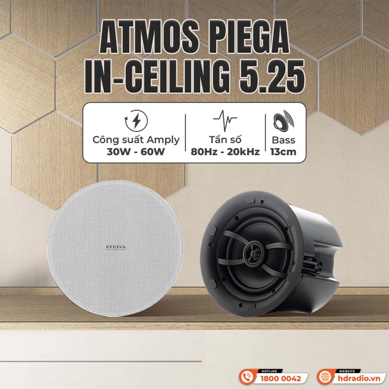 Loa âm trần Atmos Piega in-ceiling 5.25, Bass 13cm, 30W-4