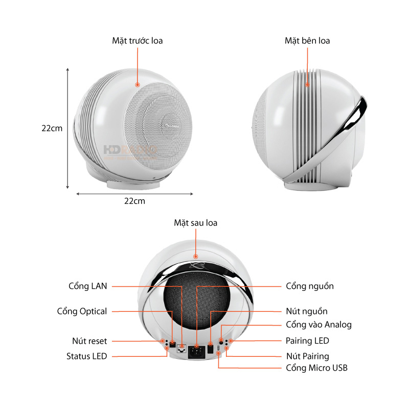 Loa Cabasse The Pearl Akoya, Công Suất 1050W, HIRES, WiFi, Optical, RCA Analog, USB Micro-8