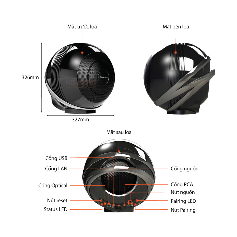 Loa Cabasse The Pearl, Công Suất 1600W, Kết nối đa phòng, Wifi, Optical, RCA, USB-2