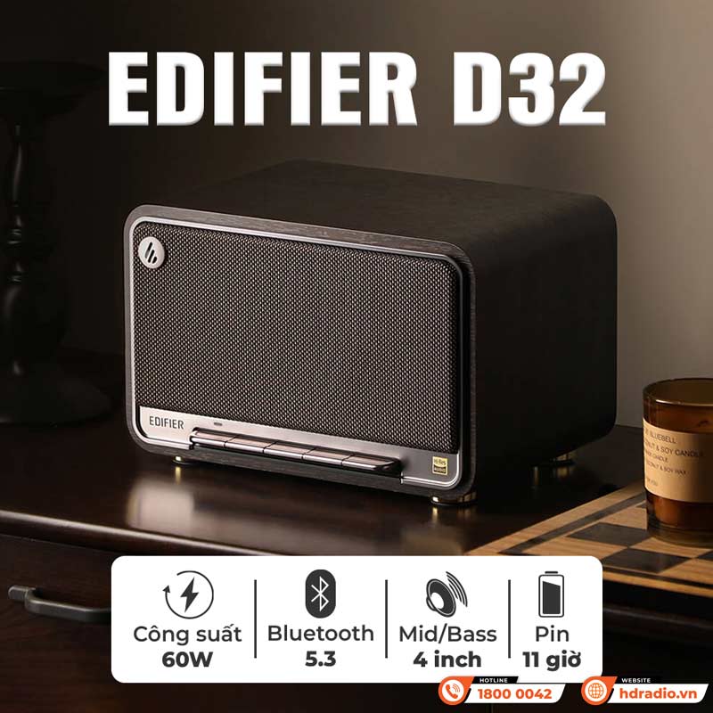 Loa Edifier D32, Công Suất 60W, Pin 11h, Bluetooth V5.3, APP EDIFIER ConneX-12