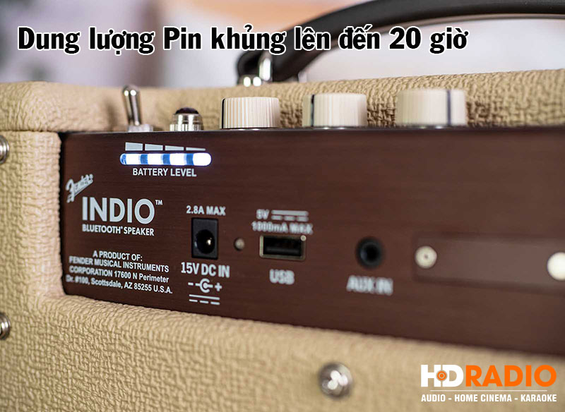 loa fender indio co dung luong pin len den 20 gio