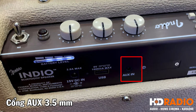 cong ket noi aux 3,5mm cua loa fender indio