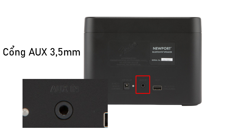 cong AUX 3,5mm cua loa fender newport