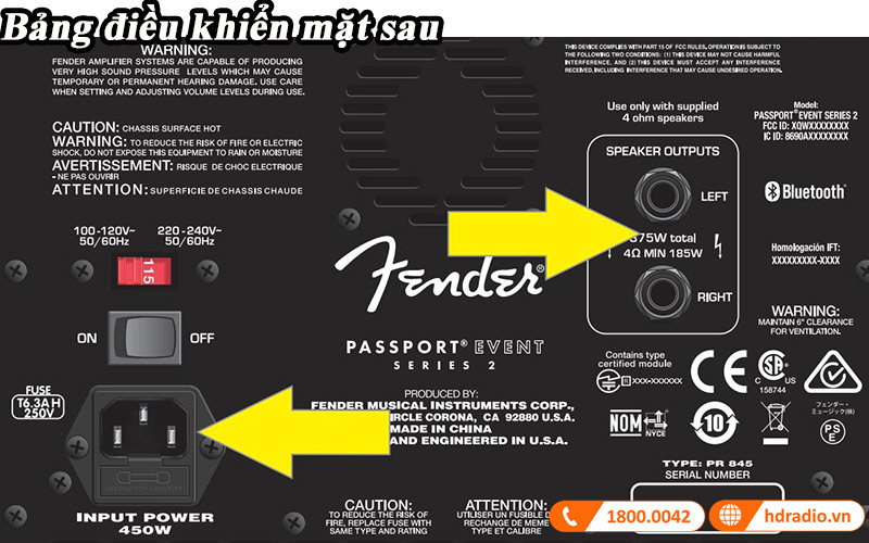 bang dieu khien mat sau Loa Fender Passport Event Series 2