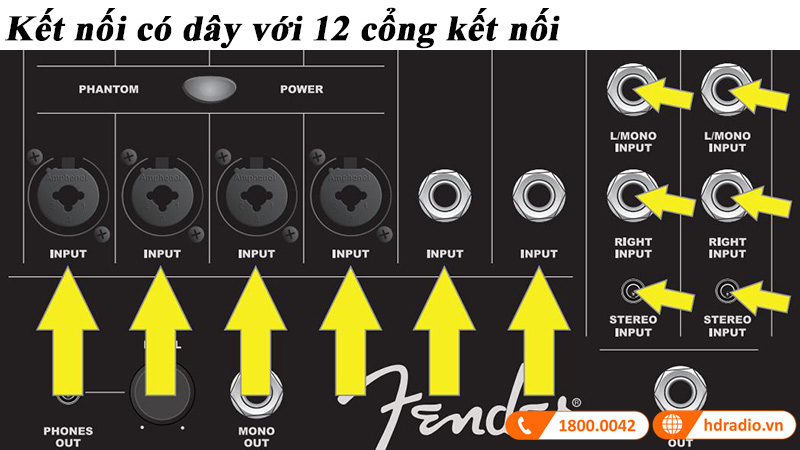 Fender Passport Venue Series 2 ket noi co day voi 12 cong dau vao