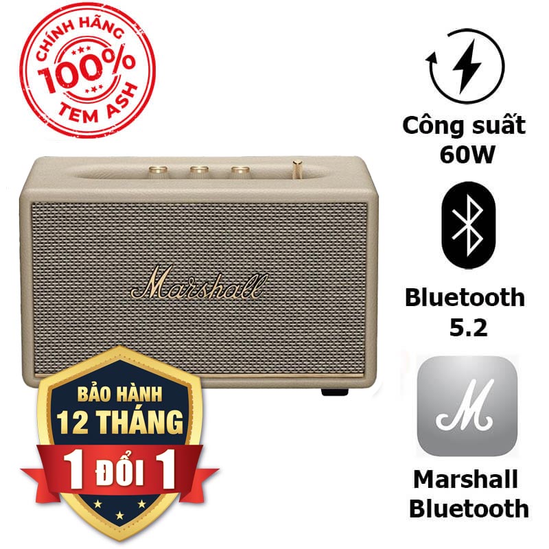 Loa Bluetooth Marshall Acton 3 (III), Công Suất 60W, Bluetooth 5.2, AUX, Nút Đa Hướng Mới, Đủ 4 Màu Sắc (Đen, Trắng, Nâu, Xanh)