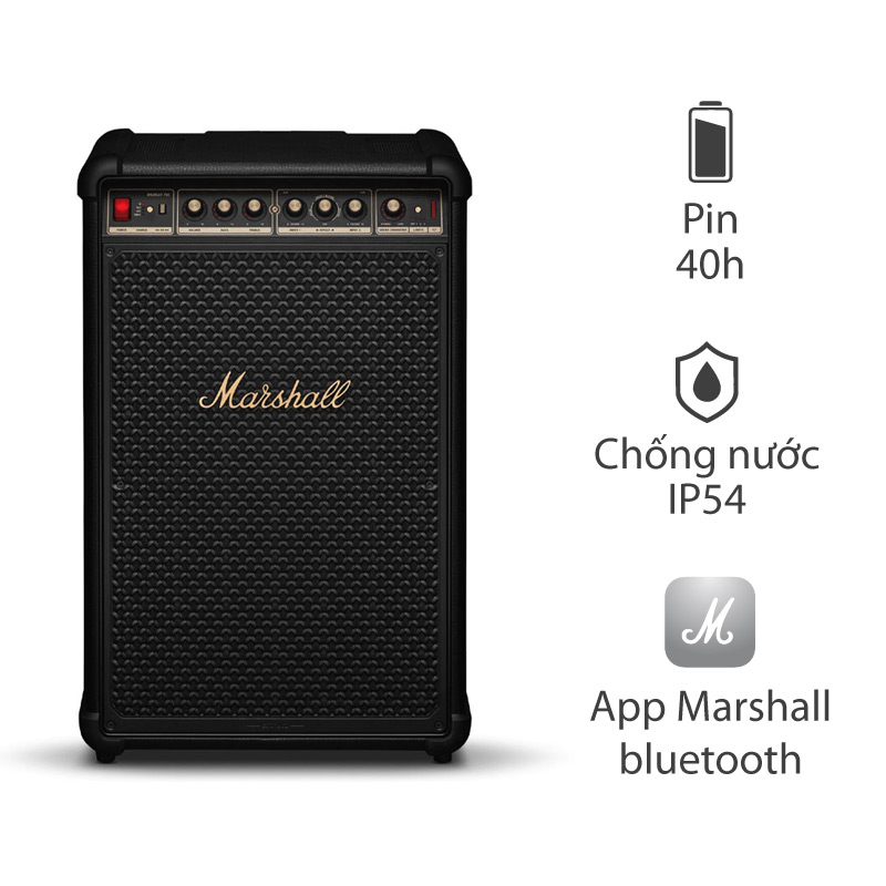 Loa Marshall Bromley 750, LED đẹp, Pin 40h, Công suất 500W, Âm thanh 360 độ, Chống Nước IP54, Bluetooth 5.3, App Marshall Bluetooth