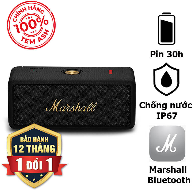 Loa Marshall Emberton II (2) Chính Hãng Tem ASH, Bluetooth 5.1, Pin 30h, IP67, Stack Mode, EQ, Công Suất 20W
