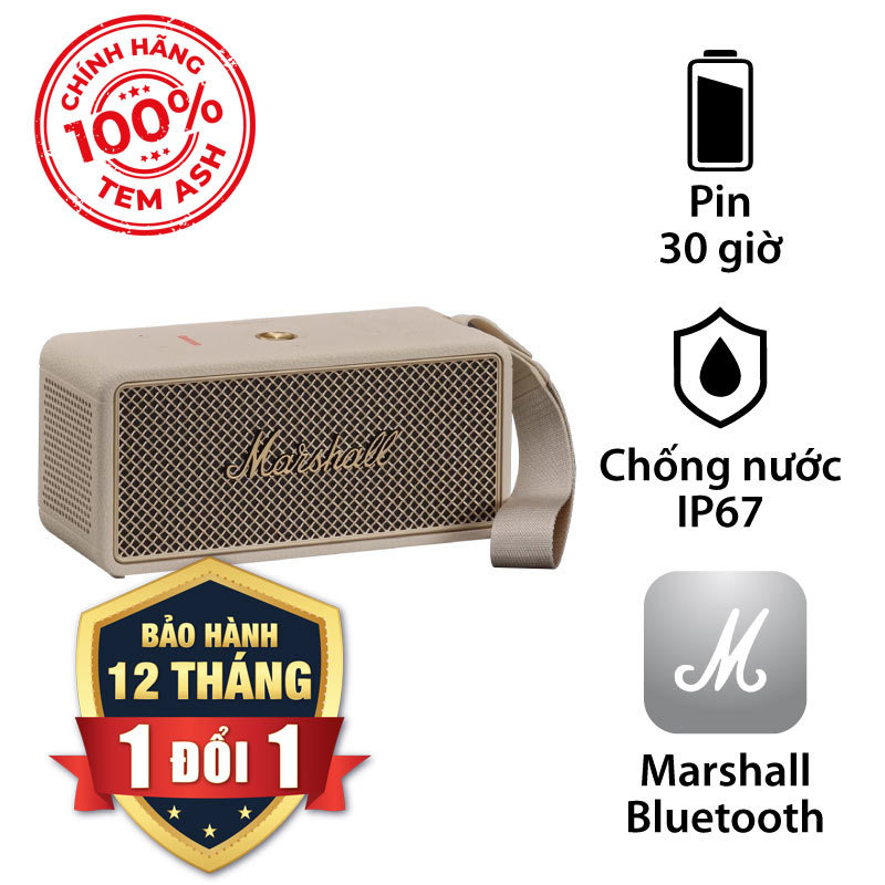 Loa Marshall Middleton 2 (II) Pin 30h, Chống Nước IP67, Bluetooth 5.3, AUX, Có Micro đàm thoại, Công suất 80W