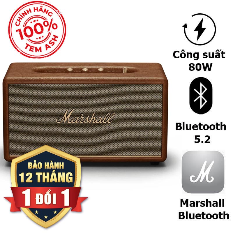 Loa Bluetooth Marshall Stanmore 3 (III), Công Suất 80W, Bluetooth 5.2, AUX, RCA, Nút Đa Hướng, Đủ 3 Màu (Đen, Nâu, Trắng)