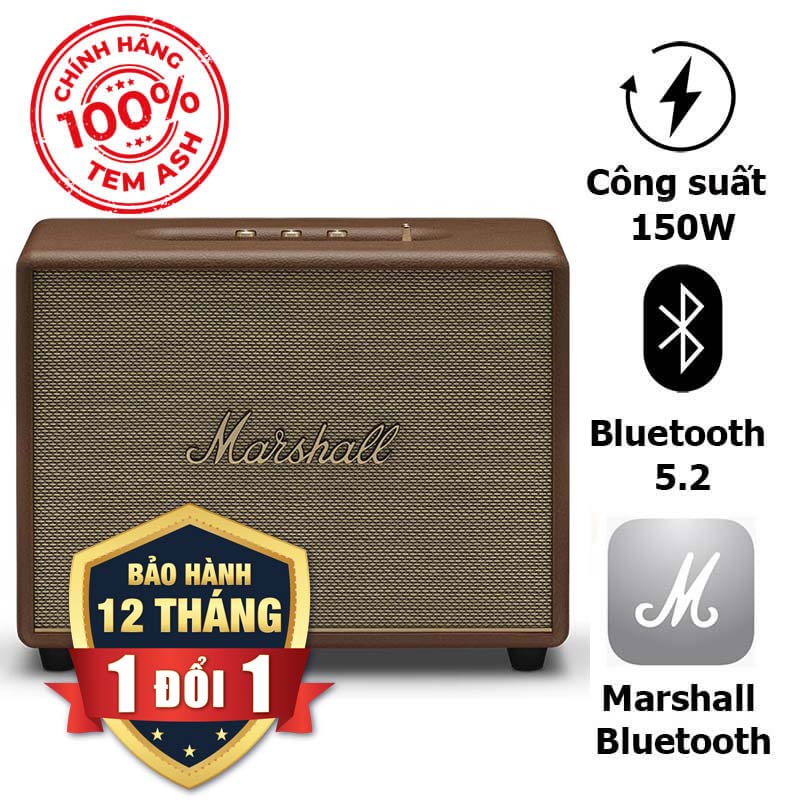 Loa Bluetooth Marshall Woburn 3, Công Suất 150W, Bluetooth 5.2, AUX, RCA, HDMI ARC, Đủ 3 Màu (Đen, Nâu, Trắng)