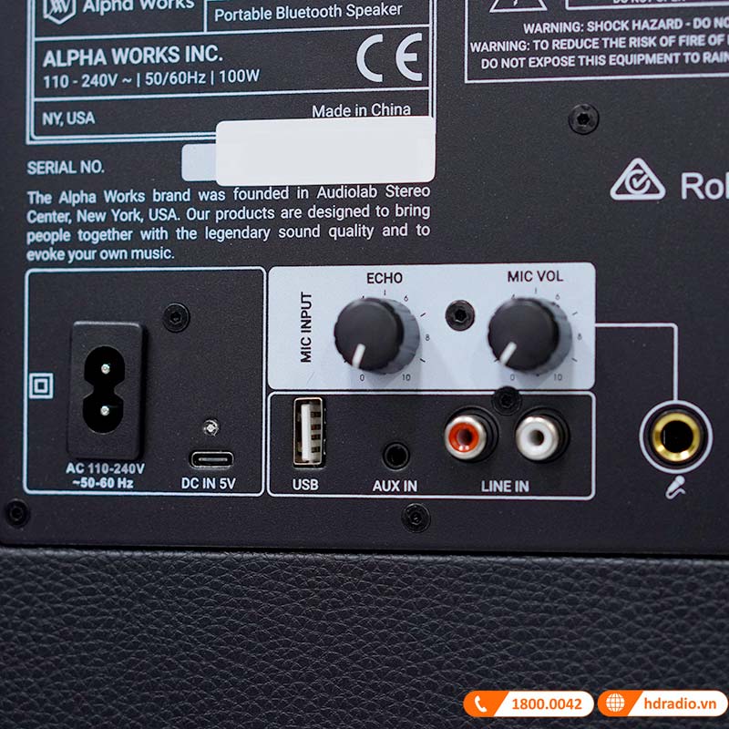 cổng kết nối trên loa Alpha Works Classic V100 