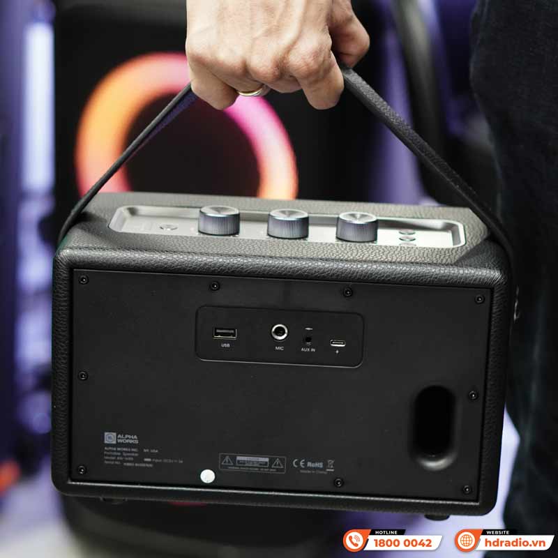 Loa Alpha Works W89, Công suất 60W, Bluetooth 5.3, USB, AUX IN, Pin 12800mAh, Type-C-4