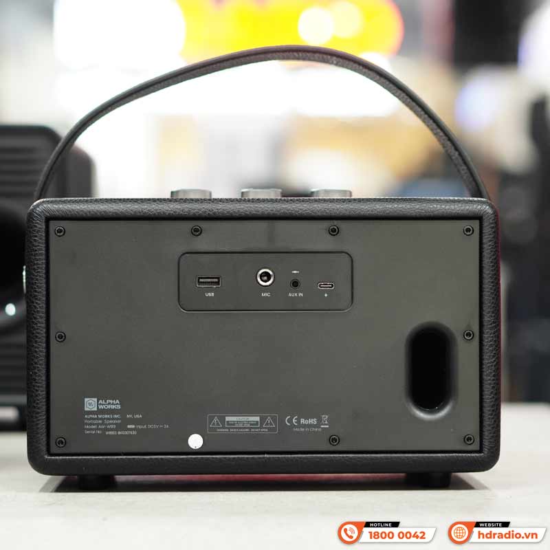 Loa Alpha Works W89, Công suất 60W, Bluetooth 5.3, USB, AUX IN, Pin 12800mAh, Type-C-5