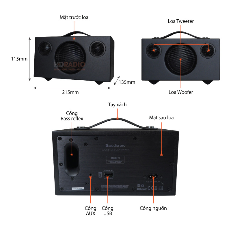 Loa AudioPro Addon T3+ Plus, Công suất 25W, Pin 30h, Bluetooth, AUX-4