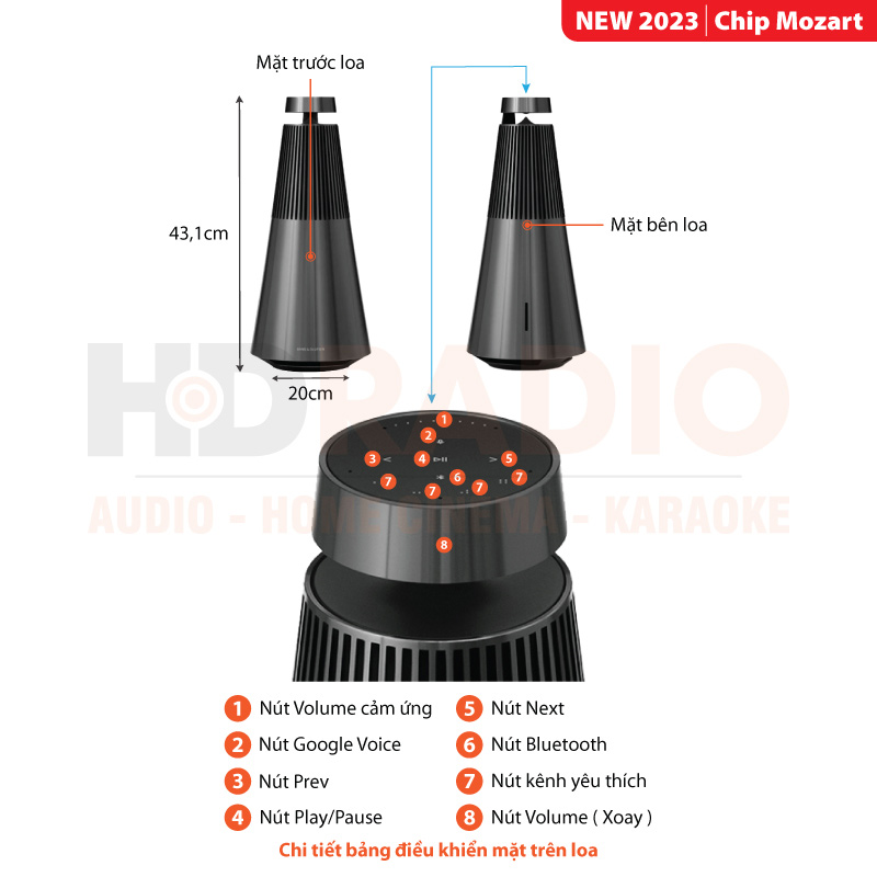 Loa B&O Beosound 2 Gen 3 Chính Hãng, Chip Mozart Mới, Công suất 105W, Bluetooth, Wifi, USB C TO AUX-3