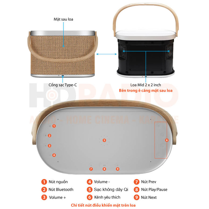 Loa B&O Beosound A5, Pin 12h, Công Suất 280W, IP65, Bluetooth, WiFi, Sạc Không Dây Qi, Chip Mozart Mới-2