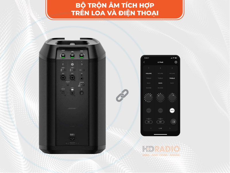 Bo tron am thanh tren Loa Bose L1 PRO8 va dien thoai