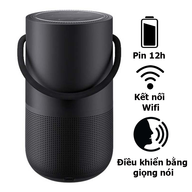 Loa Bose Portable Home Speaker Chính Hãng, Pin 12h, Chống Nước IPX4, Bluetooth, Wifi, Micro thoại, Âm thanh 360 độ