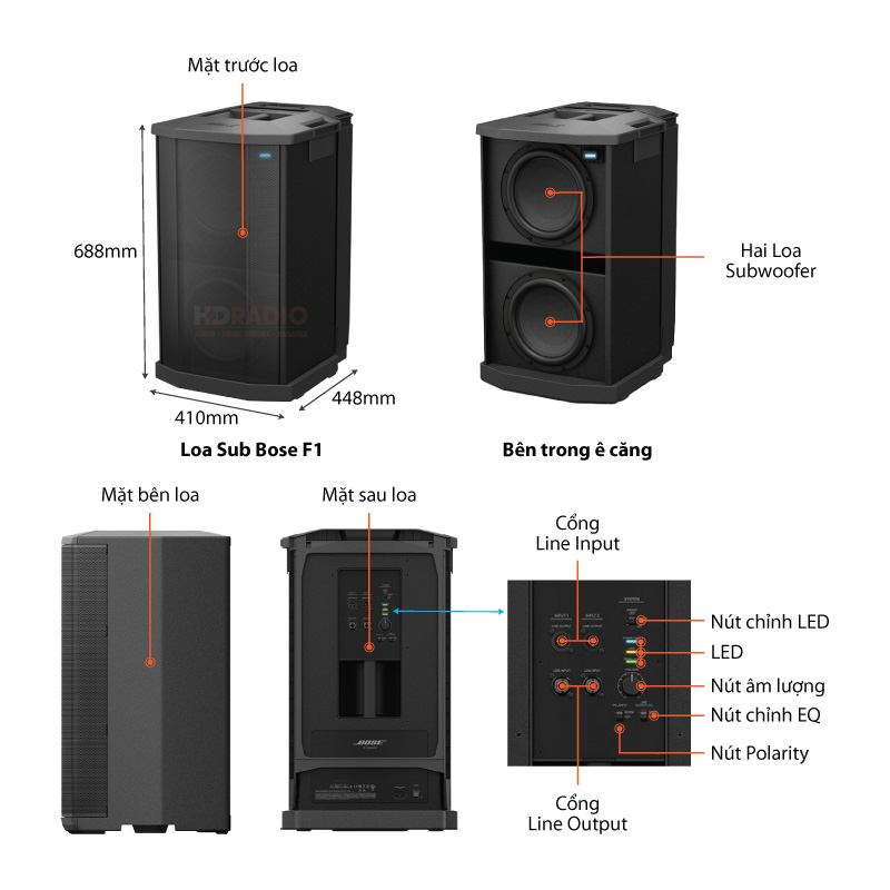 Bộ loa Bose F1 Model 812 Sub F1, Công suất 2000W, RCA, Mic, Guirtar (Loa Column Array)-3