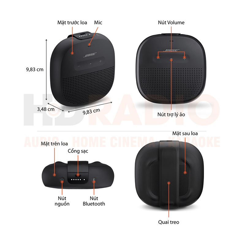 Loa Bose Soundlink Micro, Pin 6 Giờ, Chống Nước IPX7, Có Micro Ngoài-1