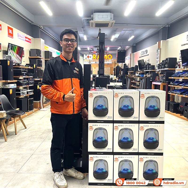 Loa Harman Kardon Aura Studio 5, LED mới đẹp, Công suất 160W, Bluetooth 5.4 Auracast, AUX-6