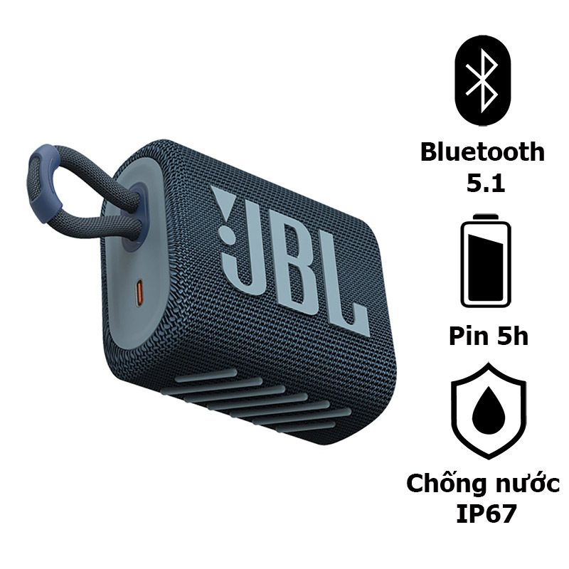 Loa JBL Go 3 Chính Hãng, Pin 5h, Chống Nước IP67, Bluetooth, Công suất 4.2W (Nhập Khẩu PGI)