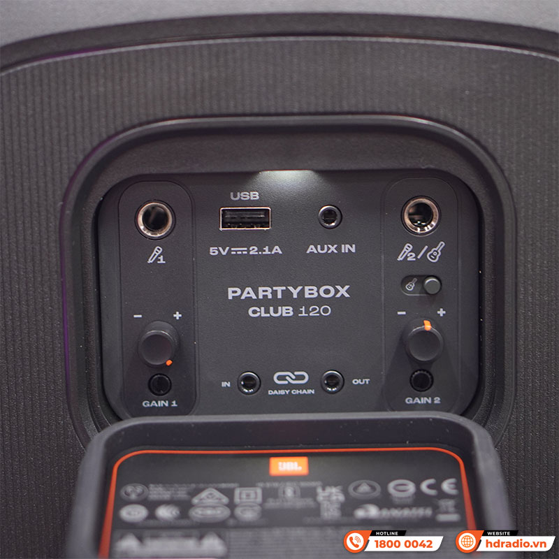 Loa JBL PartyBox Club 120, Pin 12 Giờ, Công Suất 160W, LED Đẹp, AUX, Micro, Bluetooth 5.3, IPX4, AI Sound Boost, Auracast, App JBL Partybox-10