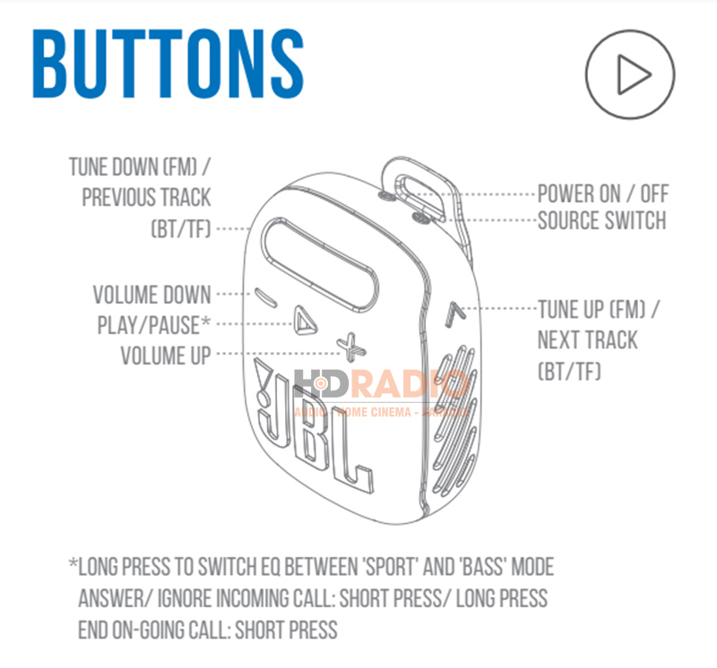 Loa JBL Wind 3 hướng dẫn sử dụng nhanh 