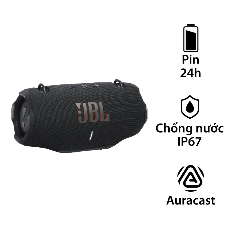 Loa JBL Xtreme 4 Bluetooth 5.3, Pin 24h, IP67, Auracast, AI Sound Boost, App JBL Portable (Có dây đeo vai)