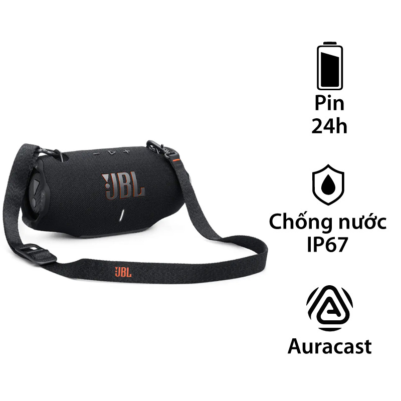 Loa JBL Xtreme 4 Bluetooth 5.3, Pin 24h, IP67, Auracast, AI Sound Boost, App JBL Portable (Có dây đeo vai)