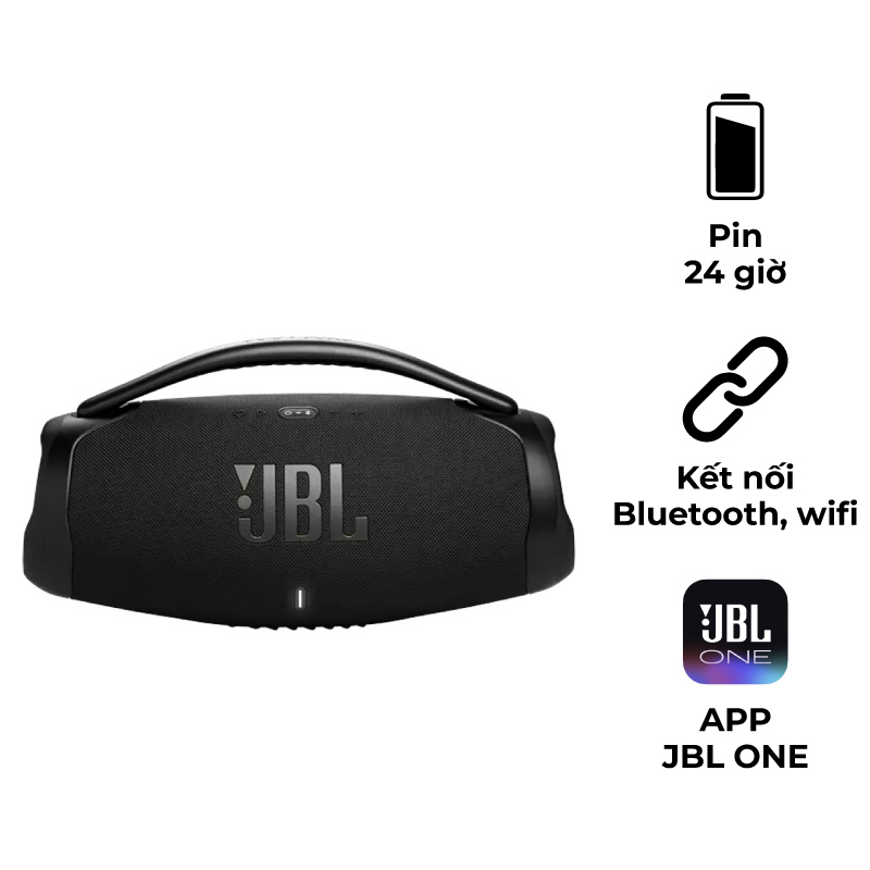 Loa JBL Boombox 3 Wifi, Pin 24H, IP67, Bluetooth, 3D Dolby Atmos, Công suất 170W (AC), 130W (Pin)