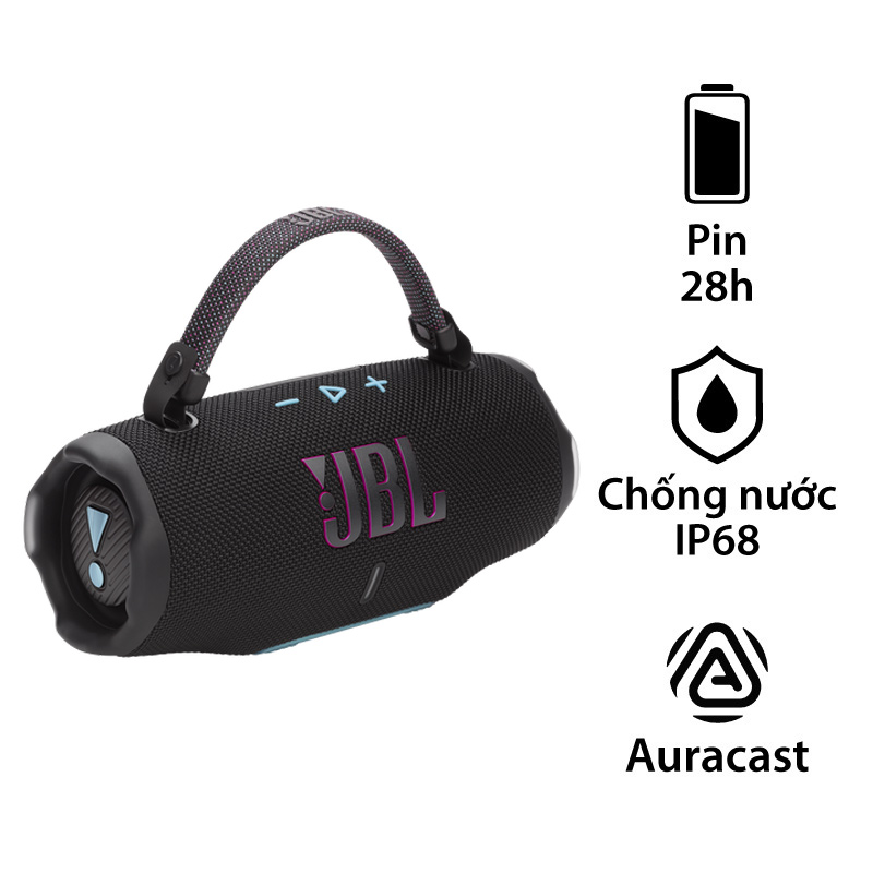 Loa JBL Charge 6 Chính Hãng, Pin 28h, Chống Nước IP68, Bluetooth 5.4, Auracast™, Có Quai Xách, Tặng Thêm 3 Tháng Bảo Hành