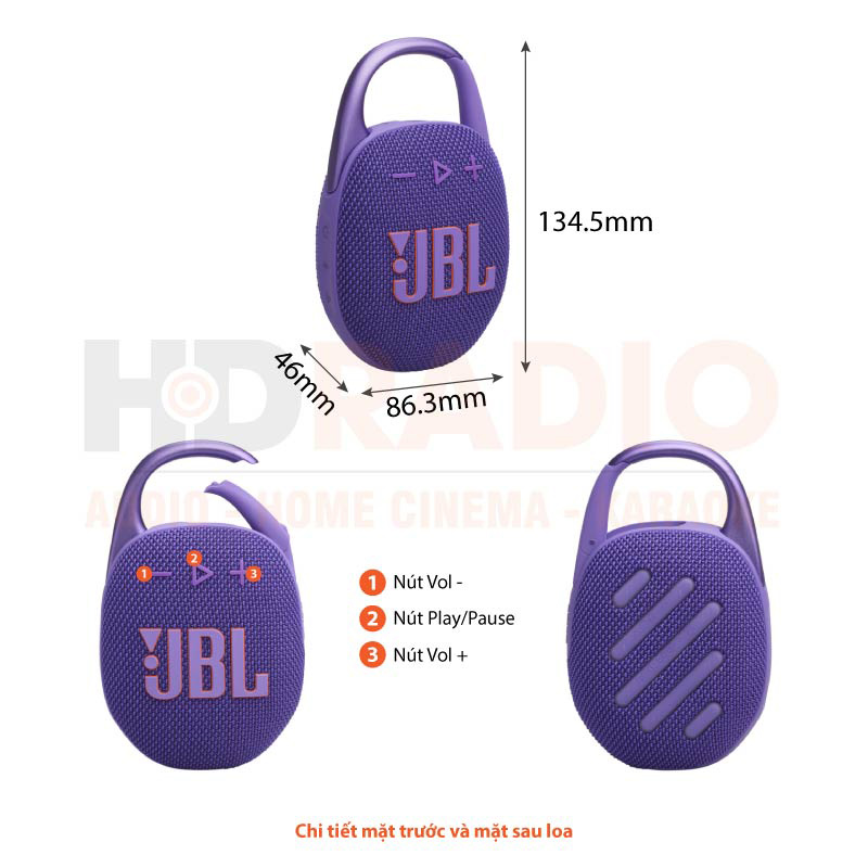 Loa JBL Clip 5, Bluetooth 5.3, Pin 12 Giờ, Chống Nước IP67, Auracast, App JBL Portable, Nhiều Màu Sắc-15
