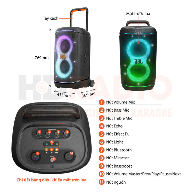 Chú thích Loa JBL PartyBox 520