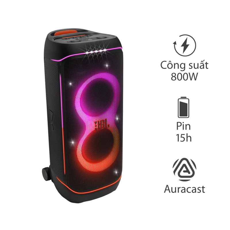 Loa JBL PartyBox 720, Công suất 800W RMS, Pin 15H, IPX4, Bluetooth 5.4, Auracast, Led đẹp