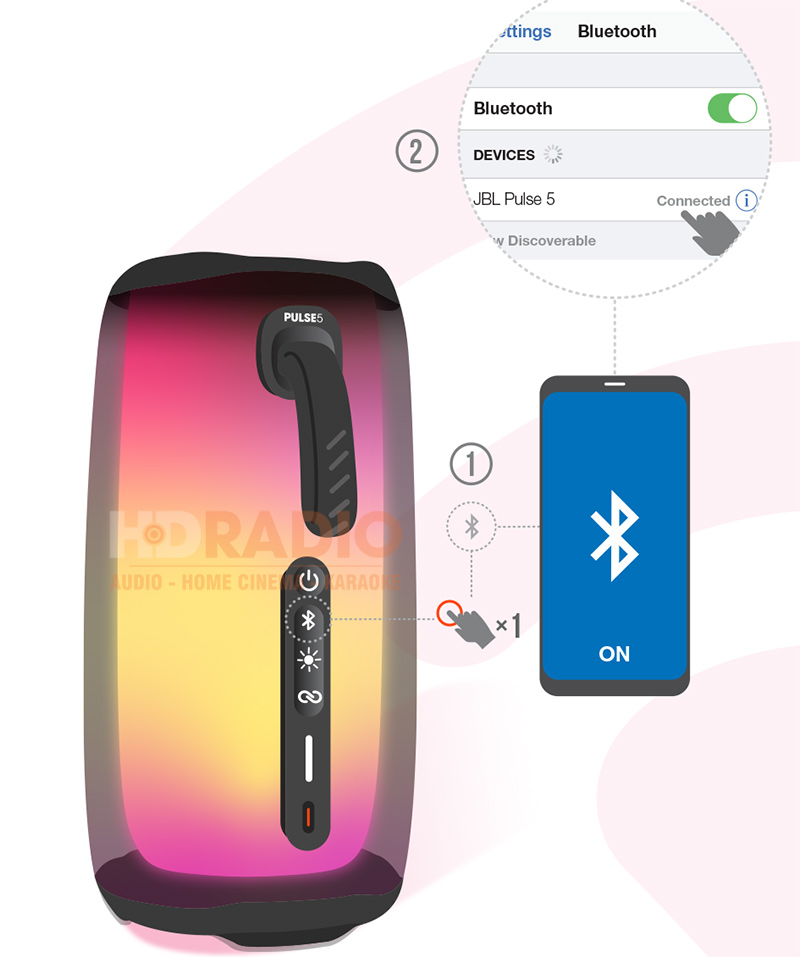 Loa JBL PULSE 5 hướng dẫn kết nối bluetooth
