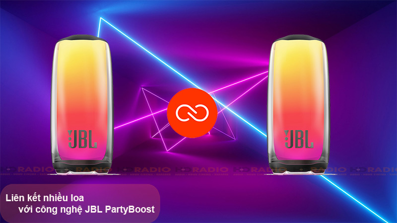 kết nối không dây 2 loa JBL Pulse 5 vơi công nghệ partyboost