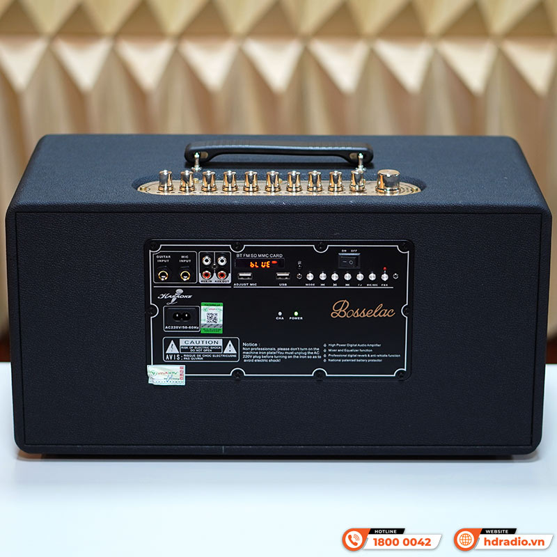 Loa Di Động BossElac SK668, Công Suất 120W, Pin 4-7 giờ, Bluetooth, AUX, USB, Kèm 2 Tay Mic-5