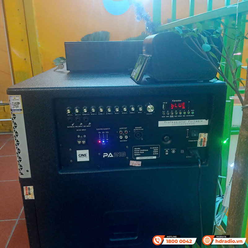 Loa kéo CAVS PA218, Bass 50cm, 800W, Bluetooth 5.0, USB, Card SD-7