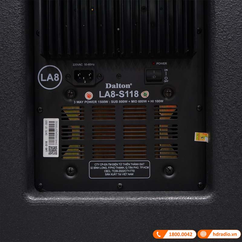 Bộ loa sân khấu biểu diễn Dalton LA8-S118 & LA8-F605, Công suất 1500W, Kèm 2 micro, Bass 50cm (Nguồn Điện 220V)-10