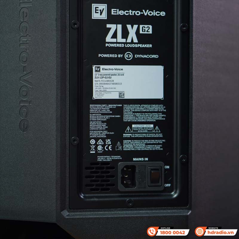 Loa Electro voice ZLX12P-G2, Bass 30cm, Max 1000W, 127db, Bluetooth, XLR, Hi-Z, Mixer 4 kênh-12