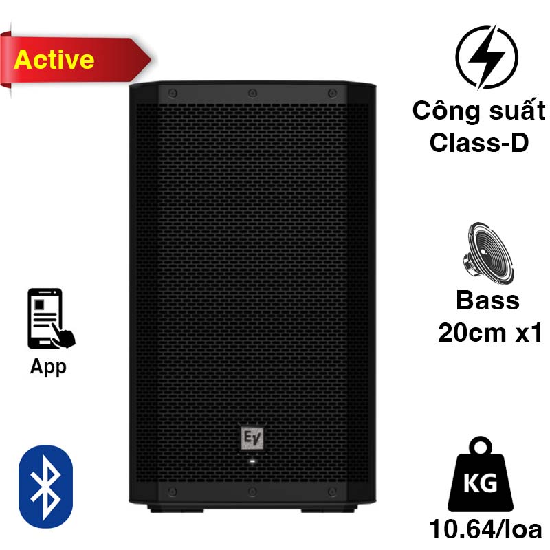 Loa Electro voice ZLX8P-G2, Bass 20cm, Công suất Max 1000W, 126db, Bluetooth, XLR, Hi-Z