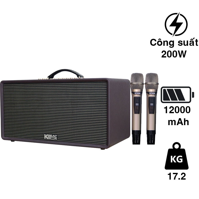 Loa Acnos FLAC 36, Bass 20cm, Công suất 200W, Bluetooth, Kèm 2 Tay Micro