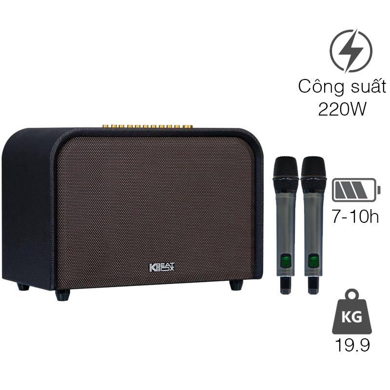 Loa Acnos Acoustic 3, Bass 25cm, Công suất 220W, Bluetootth, USB, Mic Wireless Stereo, 2 Micro