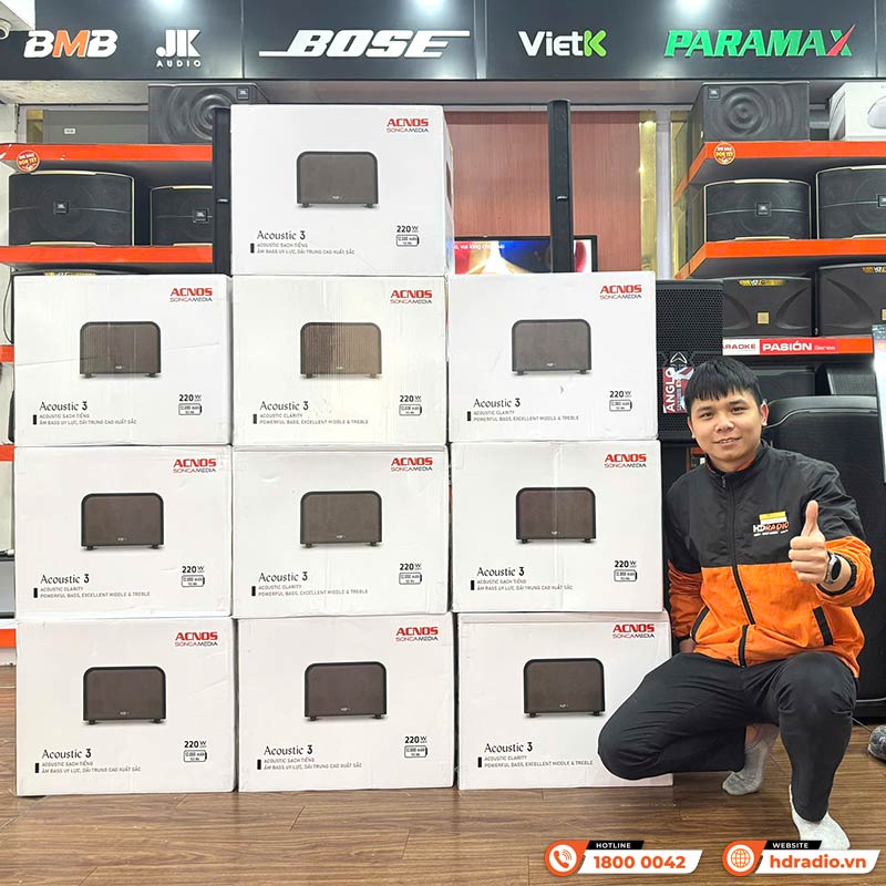 Loa Acnos Acoustic 3, Bass 25cm, Công suất 220W, Bluetootth, USB, Mic Wireless Stereo, 2 Micro-15