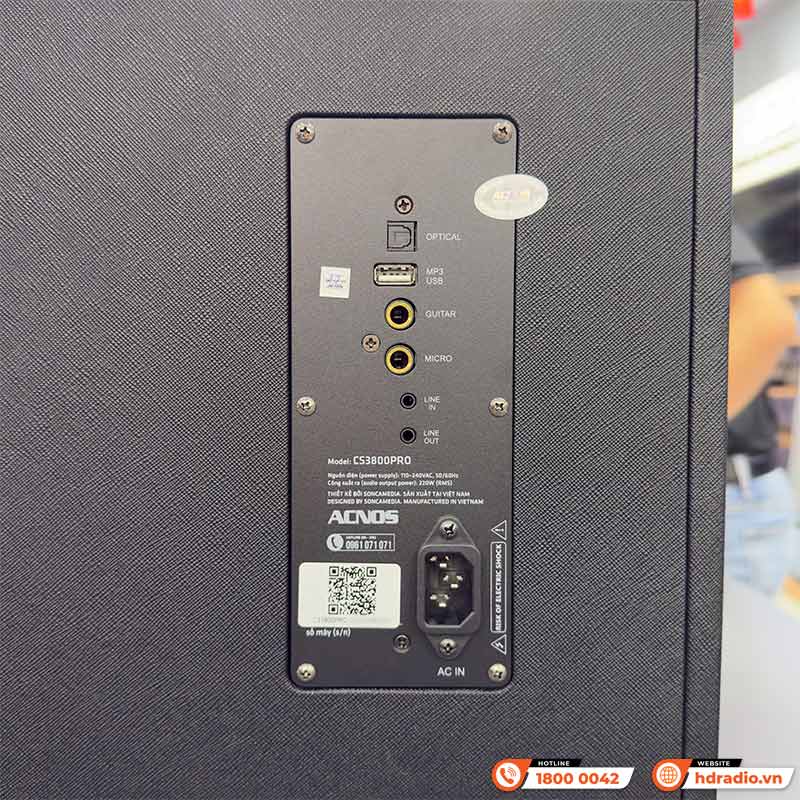 Loa Acnos CS3800 Pro (NEW 2025) Bass 25cm, Công suất 220W RMS, Bluetooth,Pin 4h-8h, Kèm 2 Tay Mic-6