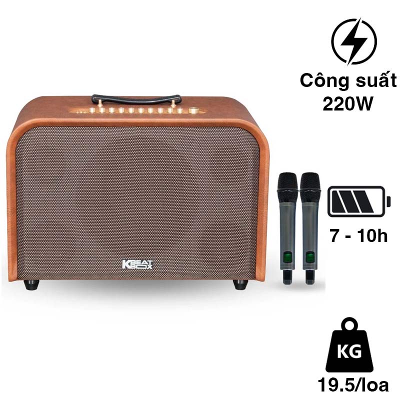 Loa Acnos Harmony, Bass 25cm, Có Quai Xách, Công suất 220W, Pin 10H có thể tháo rời, DSP mới, Bluetooth 5.0, 2 Mic UHF, Màu Đẹp