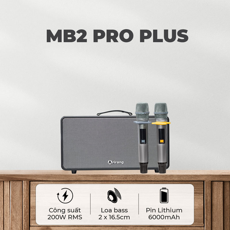 Loa Arirang MB2 Pro+ Plus, Công Suất 200W, Bass 16.5 cm, Kèm 2 Tay Mic-25